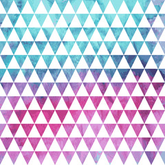 Vector Seamless Geometric Pattern on watercolor winter backgroun