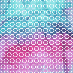 Vector Seamless Geometric Pattern on watercolor winter backgroun