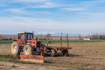 Agricultural Landscape with farm tools