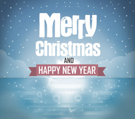 Merry Christmas Blue Ice Background Design