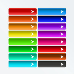 Collection of bright colorful web buttons with arrow in color co