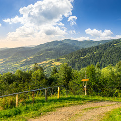 Fototapeta na wymiar fence on hillside in mountain