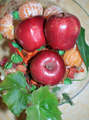 Red apples decorated plate