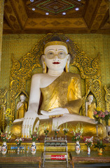 Shwe Myet Man Paya (or) the Buddha Image with the Golden Spectacles is situated in a town called Shwedaung, near Pyay in Bago Division. Myanmar.