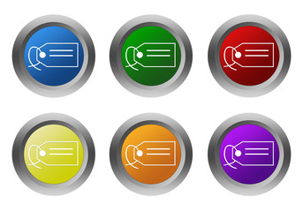 Set of rounded colorful buttons with label symbol