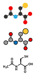 Acetylcysteine (NAC) mucolytic drug, chemical structure.