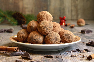 Homemade chocolate truffles.