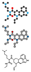Cabergoline drug molecule. Used in Parkinson's disease.