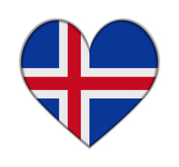 Iceland heart flag vector