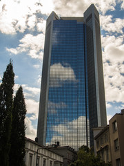 Sky reflecting in a skyscraper, Trianon, in Frankfurt, Germany