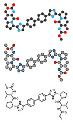 Daclatasvir experimental (2013) hepatitis C virus drug molecule.