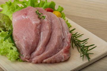 Raw pork schnitzel