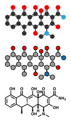 Doxycycline antibiotic drug (tetracycline class) molecule.