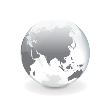 White gray vector world globe - asia