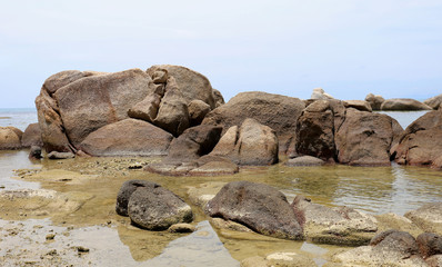 unusual rocks and boulders in the sea
