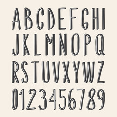 handwritten font, hand drawn sketch alphabet and numbers