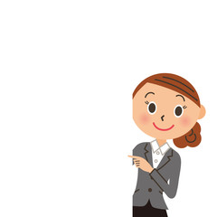 女性会社員とメッセージボード