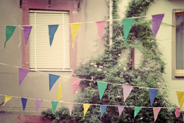party flags in vintage tone