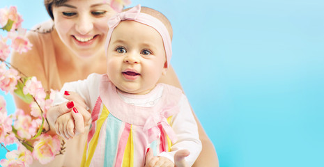 Adorable woman with her cute kid