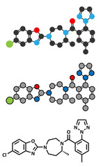 Suvorexant insomnia drug (sleeping pill) molecule. 