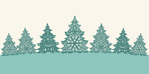 Green paper Christmas trees decoration