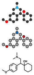 Venlafaxine antidepressant drug (SNRI class) molecule.