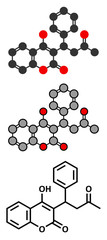 Warfarin anticoagulant drug molecule. 