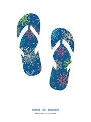 Vector colorful doodle snowflakes flip flops silhouettes pattern