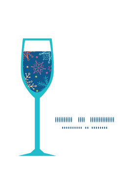Vector colorful doodle snowflakes wine glass silhouette pattern