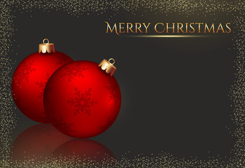 Festive background with Christmas balls. Vector card.