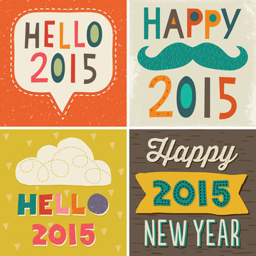 4 typographic card designs happy new year 2015