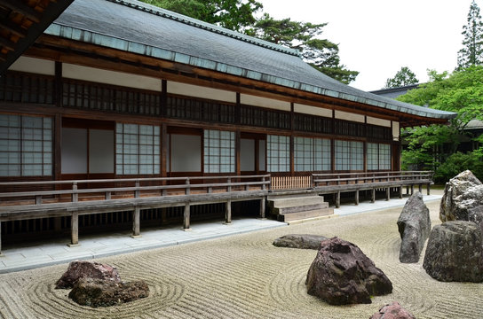 Japanese Rock Garden In Kongobuji Temple