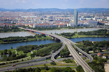 Fototapeta na wymiar Panorama of Vienna City in Summer.