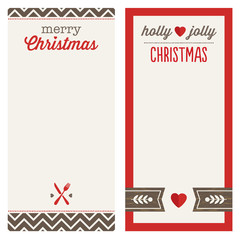 hipster christmas menu or invitation templates red gray set