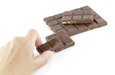 chocolate bars isolated on white background