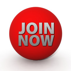 Join now circular icon on white background