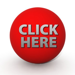 Click here circular icon on white background