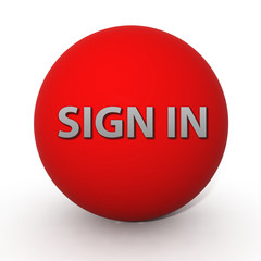 sign in circular icon on white background
