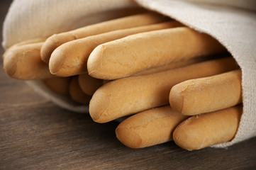 Breadsticks in napkin
