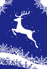 Obraz na płótnie Canvas トナカイと雪の結晶クリスマスイラスト