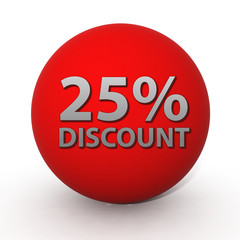 Discount 25 circular icon on white background