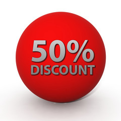 Discount 50 circular icon on white background