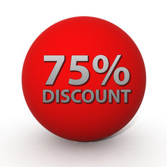 Discount 75 circular icon on white background