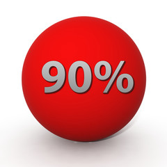 Ninety percent circular icon on white background