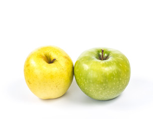 Two colorful apples isolated on white background