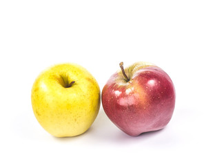 Two colorful apples isolated on white background