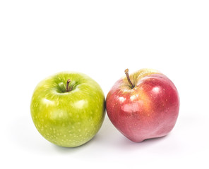 Two colorful apples isolated on white background