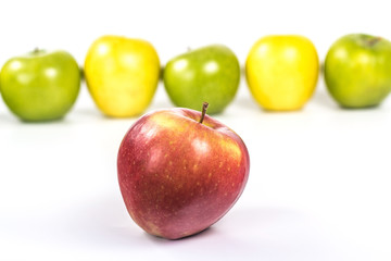 red apple on the background of colored lines apples