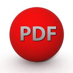 Pdf circular icon on white background
