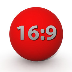 16:9 circular icon on white background
